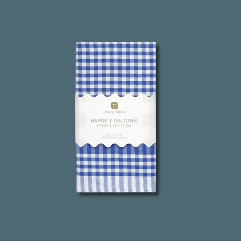 Blue And White Gingham Fabric Napkins/Tea Towels