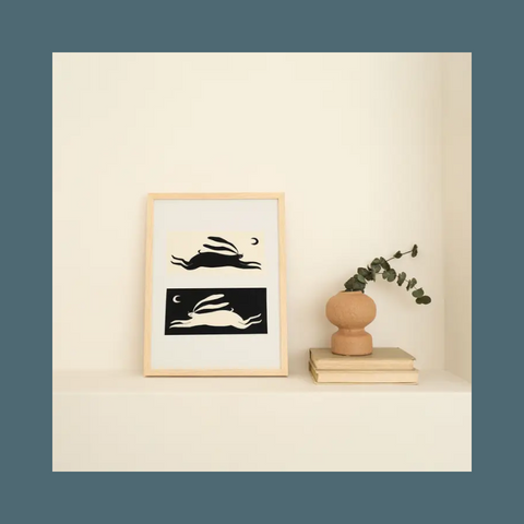Monochrome Rabbit Art Print