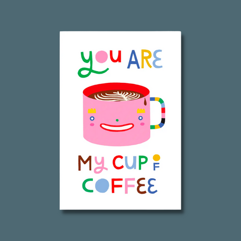 Pink cup of coffee