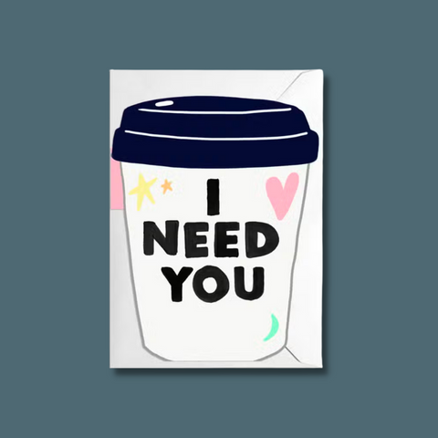 Coffee cup with text on it