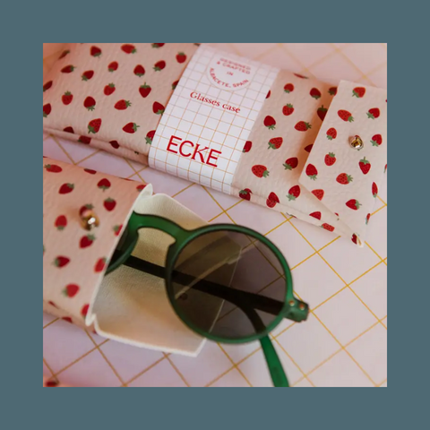 Strawberries Pink Sunglasses Case