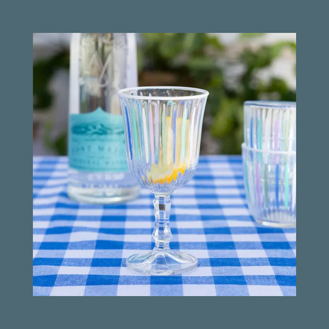 Blue And White Gingham Fabric Tablecloth