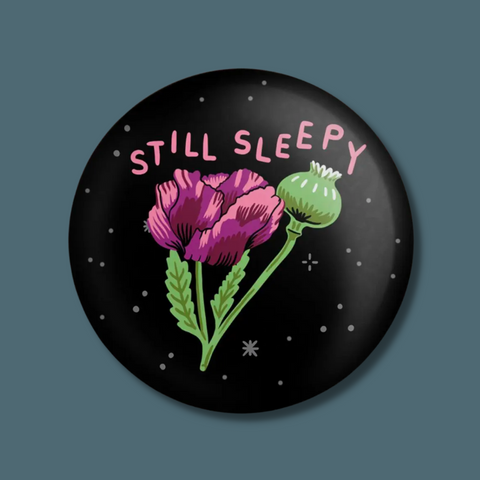 Purple text and flower