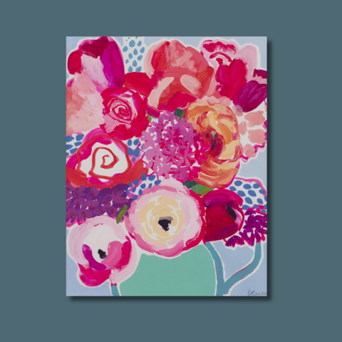 Pink Springtime Flowers In A Vase Art Print
