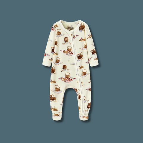 Picnic Organic Cotton Zipper Footed One-Piece