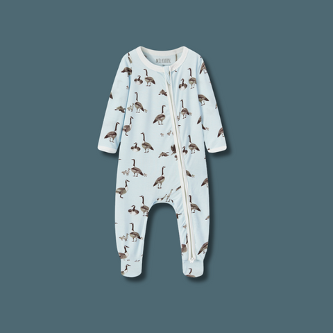 Goose Bamboo Zipper Footed Romper