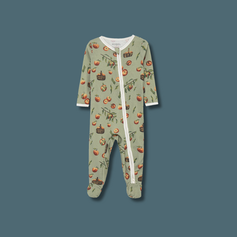 Apple Orchard Cotton Zipper Footed Romper
