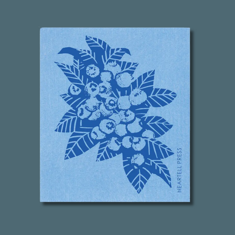 Screen Printed Blueberries Sponge Cloth