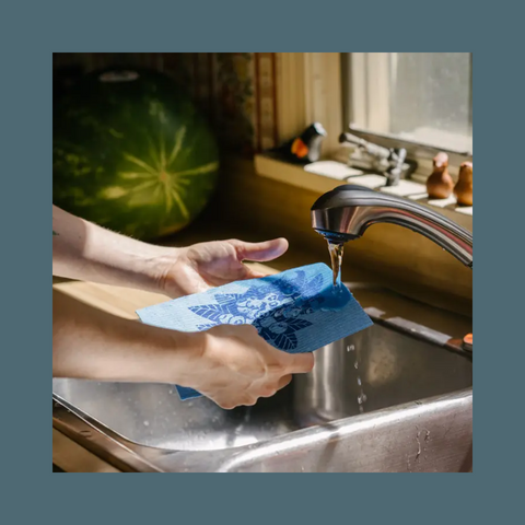 Screen Printed Blueberries Sponge Cloth