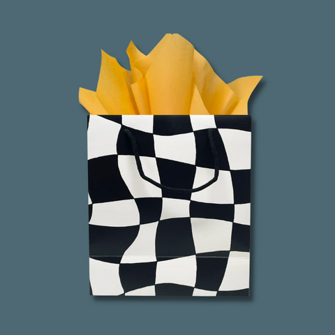 Warped checkerboard bag