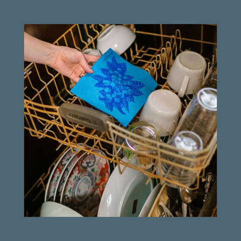 Screen Printed Blueberries Sponge Cloth