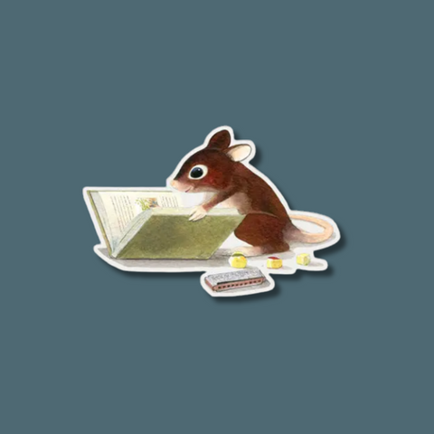 Reading Mouse Vinyl Sticker