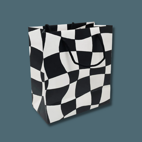 Warped checkerboard bag