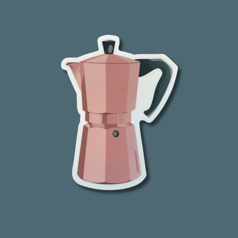Pink Espresso Pot Vinyl Sticker