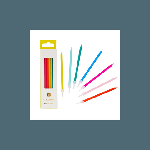 Tall Rainbow Birthday Candles 16 Pack