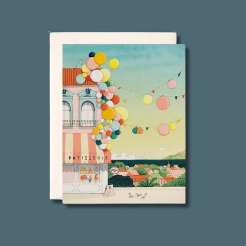 Balloon Clusters Cityscape Greeting Card
