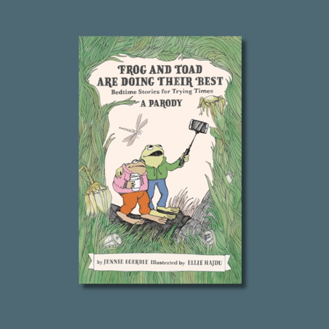 Book cover of 'Frog and Toad are Doing Their Best' parody with cartoon frogs and text on a green background
