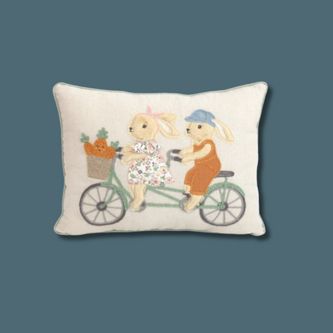 Bunny Bike Ride Lumbar Pillow