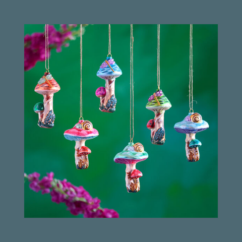 Colorful mushrooms with animals