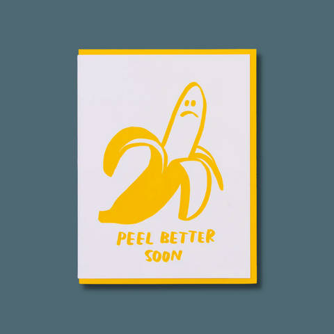 Peeled banana with a sad face