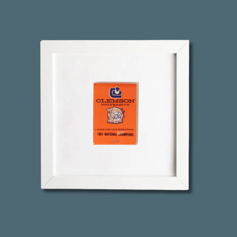 Framed Clemson University Matchbook Fine Art Print. Frame not included.