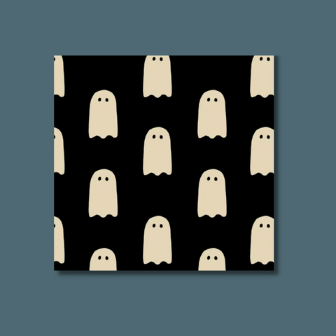White ghosts on black background