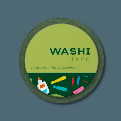 School supplies on green