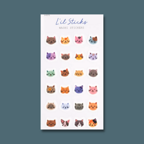 Tiny multicolor cat heads