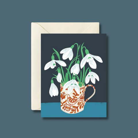 Snowdrops flowers in a mug