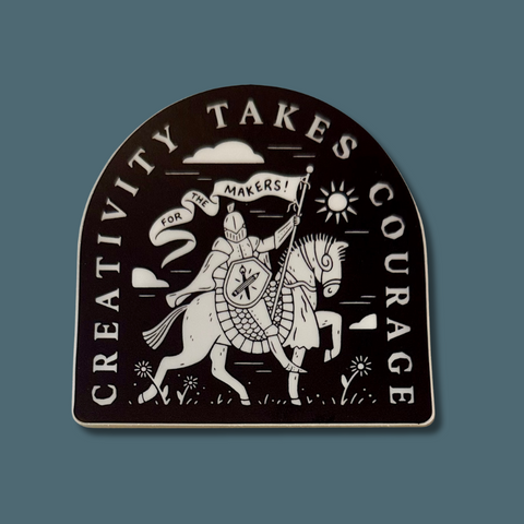 Creativity Takes Courage White Knight Black Vinyl Sticker