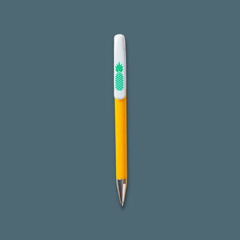 Yellow pen, green pineapple