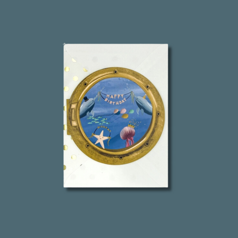 Happy Birthday Porthole Die-Cut Card