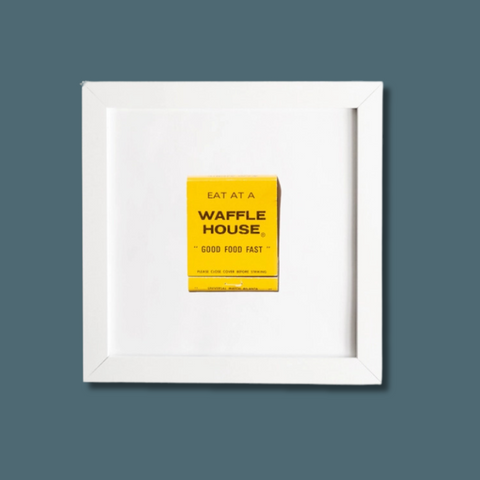 Waffle House Matchbook print in frame. Frame not included.