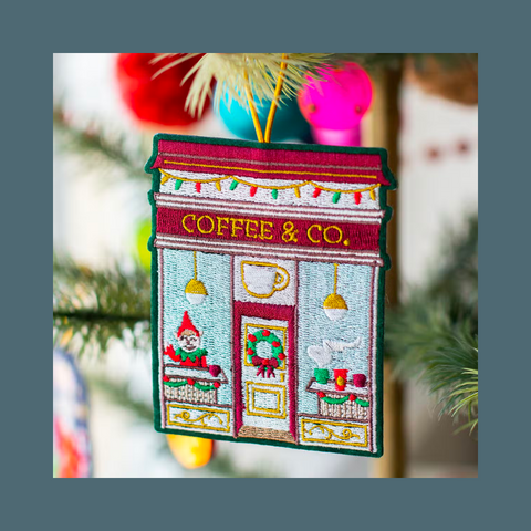 Christmas coffee storefront