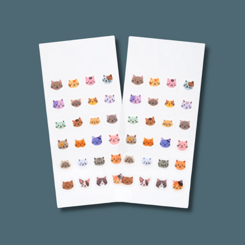 Tiny multicolor cat heads