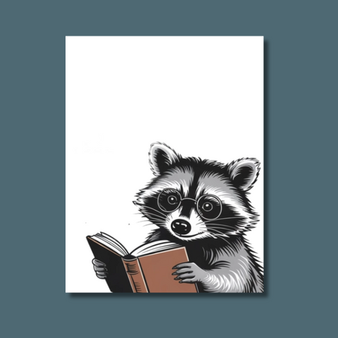 Reading Raccoon Card