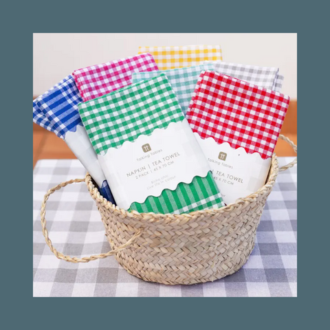 Blue And White Gingham Fabric Napkins/Tea Towels