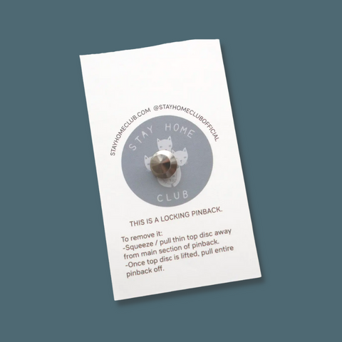 Back of pin on paper card