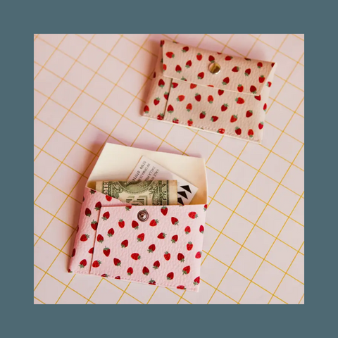 Strawberries Pink Card Wallet