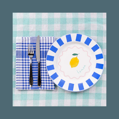 Blue And White Gingham Fabric Napkins/Tea Towels