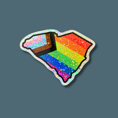 South Carolina Progess Pride Glitter Sticker
