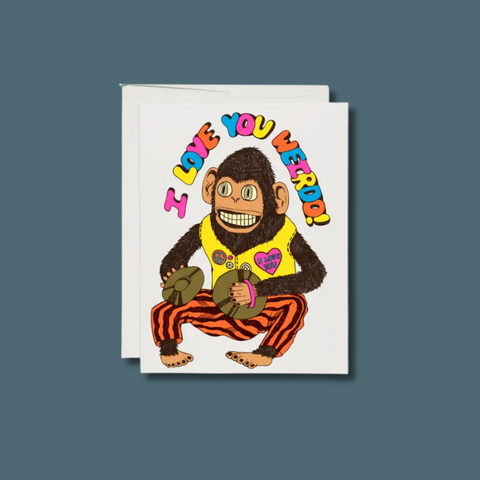 Love You Weirdo Monkey Toy Card