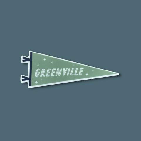 Light green pennant with Greenville text
