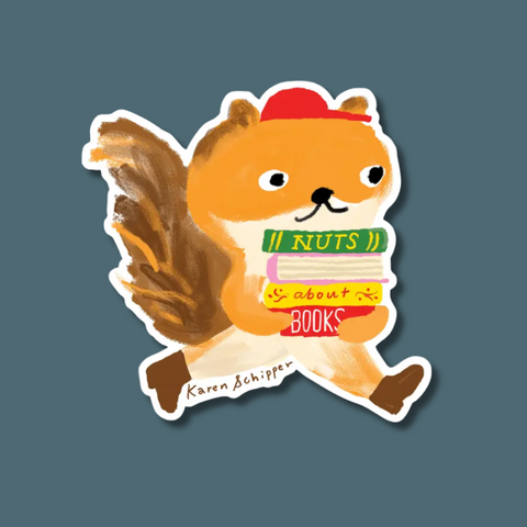 Nuts About Books Squirrel Sticker