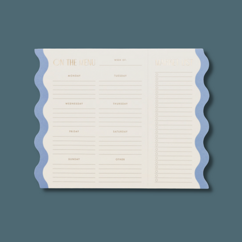 Simple meal planner with wavy blue edges