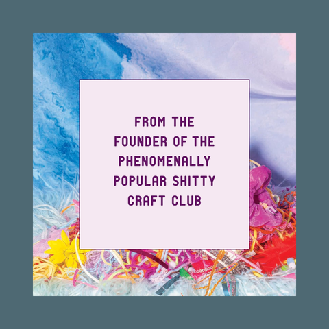 Colorful abstract design with text overlay on a blue background
