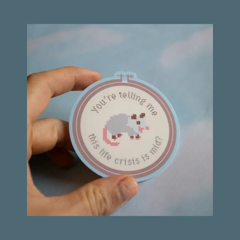 Mid Life Crisis Possum Sticker