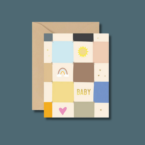 Multicolored checkerboard with baby icons