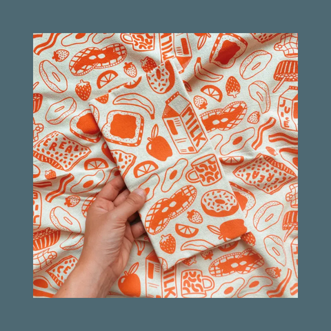 Orange and White Breakfast Tea Towel