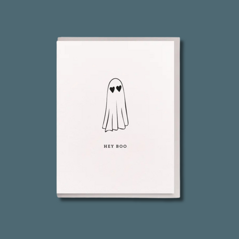 Hey Boo Ghost Letterpress Card